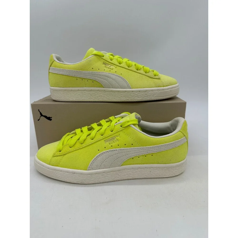 Puma Suede Neon Women's Size 7.5 Yellow White Athletic Shoes 398694 02